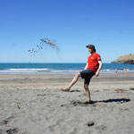 No snow - BEACH Yeah! Having an swimm in the Tasmanian Sea!