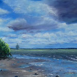 Elbe bei Hetlingen, Pastell 40 x 60. 490,-