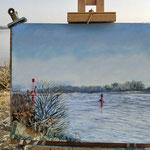 Elbe bei Wedel 40 x 50 Pastell