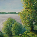 Elbehöhenwanderweg 40 x 50 Öl plein air  350,-