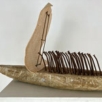 "Aus eigener Kraft" | Holz, Seidenpapier, Metall, Nägel | 43 x 85 x 15