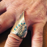 Zilver met blauwe resin (epoxy giethars)