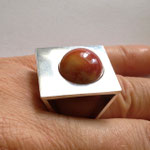 Zilveren ring met verwisselbare knikker