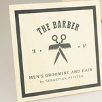 Logoprint auf Holz - THE BARBER