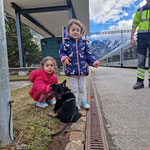 8 Wochen alt auf dem Bahnhof