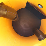 Schachtboden des Umlenkbauwerks, zwei Zuläufe und ein Ablauf