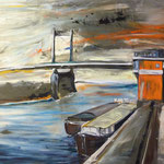 Rheinbrücke bei Duisburg 80 x 100 cm verkauft/sold 