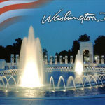 National WW2 monument Washington at night.