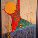 Das GRÜNE DREIECK der HOFFNUNG_ SONNE; WASSER:WIND  80x60 gerahmt € 1600.-