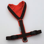 Führgeschirr mit Brustlatz Gurtband: Braun; Fleece: Neon-Orange