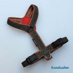 Führgeschirr mit Brustlatz Gurtband: khaki; AirMesh: hellbraun; Brustlatz: AirMesh rot