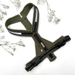 Führgeschirr GB: Reflex-schwarz; Polsterung: Softshell oliv, geteilter Bauchsteg
