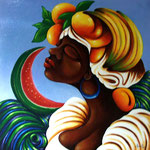 vendedora esmeraldena   90 x 90cm