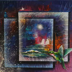 colibri en vuelo   50 x 40cm
