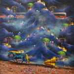 historia del caballo azul   80 x 80cm
