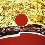 TRAMONTO, 90X90CM, MATERIALE VINILICO/GOLDBLATT/ACRYL AUF LEINWAND, VERKAUFT