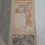 Royères - Eglise (intérieur) : fresque du XIIIe siècle découverte lors de la restauration de 2006, figurant a priori saint Martial, évêque de Limoges