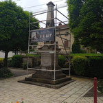 avant : restauration du monument aux Morts de Lironville (54) en pierre de Savonnières et Bleu de Lignières