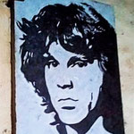 Gravure Portrait de Jim Morrison en Pierre bleue du Hainaut dimension: 59*78 