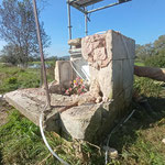 Avant , démontage de la chapelle en pierre d' Euville à Haudainville (55)