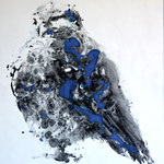 Aquarelle oiseau - Esprit d'hulotte - 80x60cm - 2016