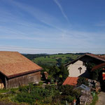 Blick von der Terrasse auf den Rottachspeicher See