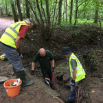 Repairing the water pipe under the footpath near entrance 1