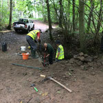 Repairing the water pipe under the footpath near entrance 1