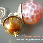 Edelstein-Charm "Rutilquarz + (Feuer-)Achat" mit beschriftbarer Silberkappe