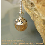Edelstein-Charm "Rutilquarz" mit beschriftbarer Silberkappe