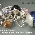 Edelstein-Charms von asereba mit beschriftbarer Silberkappe