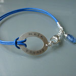 Lederarmband leuchtend-blau 1,5mm ("mein Schatz")
