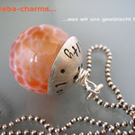 Edelstein-Charm "(Feuer-)Achat" mit beschriftbarer Silberkappe