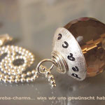 Edelstein-Charm "Rauchquarz" mit beschriftbarer Silberkappe