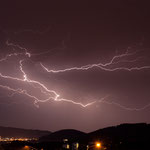 Gewitter/Blitze über dem Limmattal richtung Dietikon, Zürich, Schweiz, 2008 05 29 (MPS#0381) © Michael Pfenning