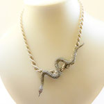 1970 Unique vintage Italian unusual snake marcasite pendant 925 sterling silver twisted chain necklace   -Art.871/3-  SOLD