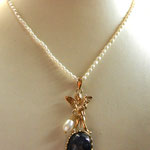 gorgeous Gemstone & Pearl Pendant necklace angel/cherub figure  - Art.834/3-   SOLD