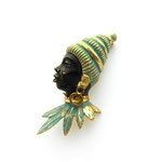 Vintage Blackamoor or "Moretti" Jewelry black Princess Brooch African Queen Jewelry Brooch Black Lady Silhouette - art.900/4  SOLD OUT