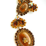 1950 Large long dangling pendant brooch - Original design, good quality stones in warm autumn colors - art.496/4  SOLD OUT