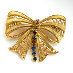 1940 spilla fiocco con multicolored rhinestones -art.493/4-