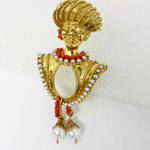 Blackamoor or "Moretti" Jewelry black Prince or Sultan Brooch w/coral & seed pearls ornament - Art.918/5 - SOLD OUT