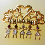 1970s dangling brooch love & friendship symbol - figurative boys and girls charms in clear rhinestones and multi colors -Art.472/5-SOLD OUT
