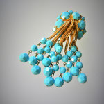 Lovely glass turquoise beads tassel cascade brooch - 1960s vintage brooch for a amazing glamour look - art.09/5 -SOLD OUT