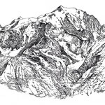  Mont Blanc, Chamonix, encre de Chine