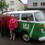 Beim Besuch von SR3 und dem GuMo Mobil am 21.05.2019 beim BBK in Kirkel (vl.n.r.: Hans-Peter Schmitt, Michael Knauber, Hans-Werner Speicher, Lilli Schumacher)