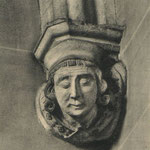 ¿Año? Ménsula representando un judío cambista, perteneciente a la desaparecida Capilla de Santiago (s. XIV), en los bajos del Palacio Episcopal
