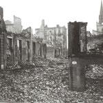 1941 Intersección de las calles Santa Clara (en primer plano) y San José desde el Instituto. Al fondo, iglesia de los Jesuitas (no se quemó)