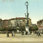 1906 Plaza Velarde desde el este. A la derecha, La Ribera; a la izquierda, Somorrostro y la Catedral