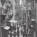 ¿Año? Calle San Francisco desde el oeste. La calle que cruza es Lealtad. Al fondo, Plaza Vieja
