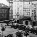 ¿Año? Plaza del Príncipe desde su esquina noreste. Al fondo a la izquierda, comienzo de la Calle La Blanca; y a la derecha, subida hacia la Calle del Arcillero. Tras la subida hacia La Blanca, edificio de la Aduana